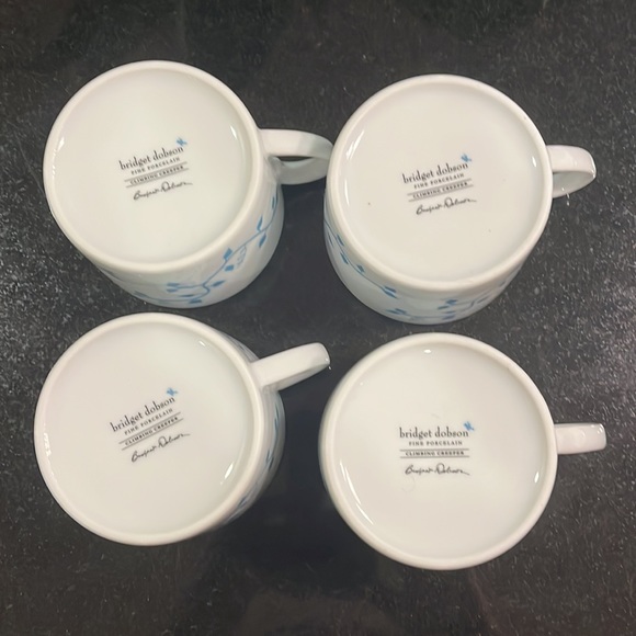 (4) Coffee / Tea Cups - Blue Climbing Creeper - Bridget Dobson - Picture 3 of 6